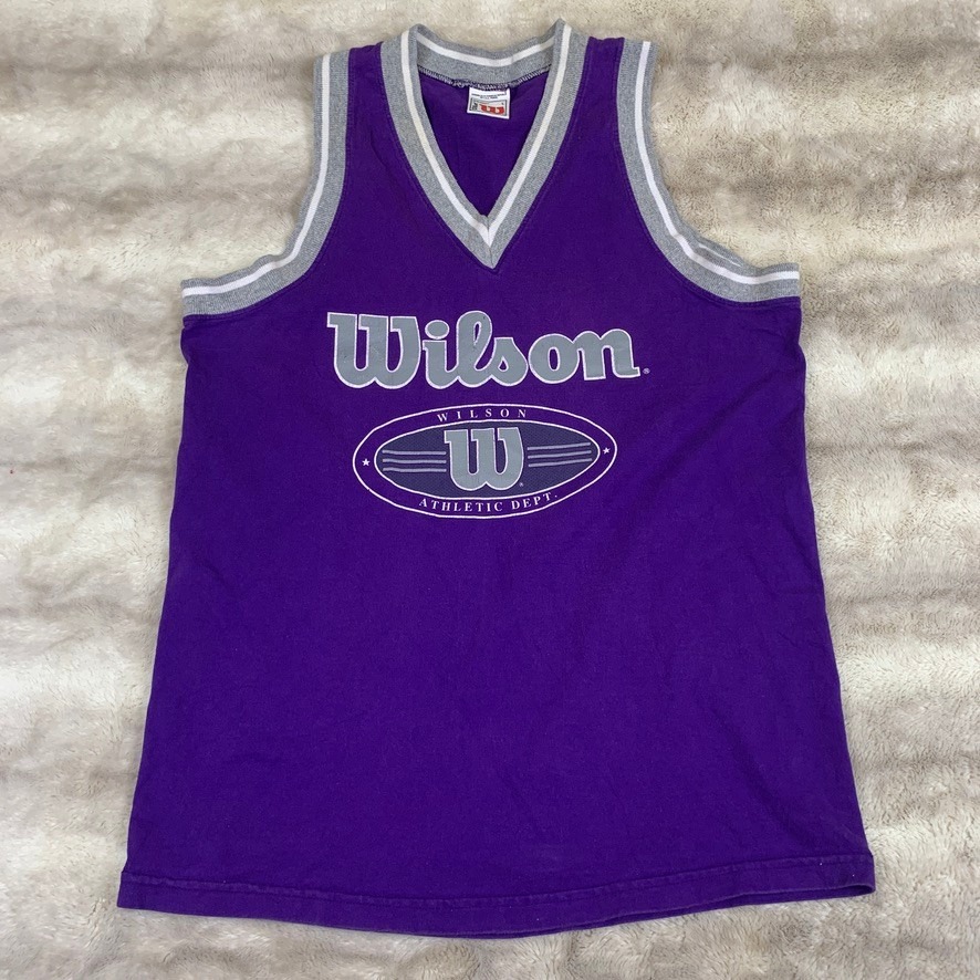 Wilson Mens Athletic Dept Tank Top V-Neck Jersey Large Vintage Style 90's